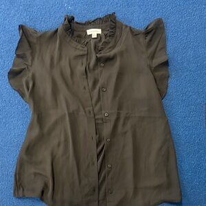 Calvin Klein Black Ruffle Sleeve Blouse